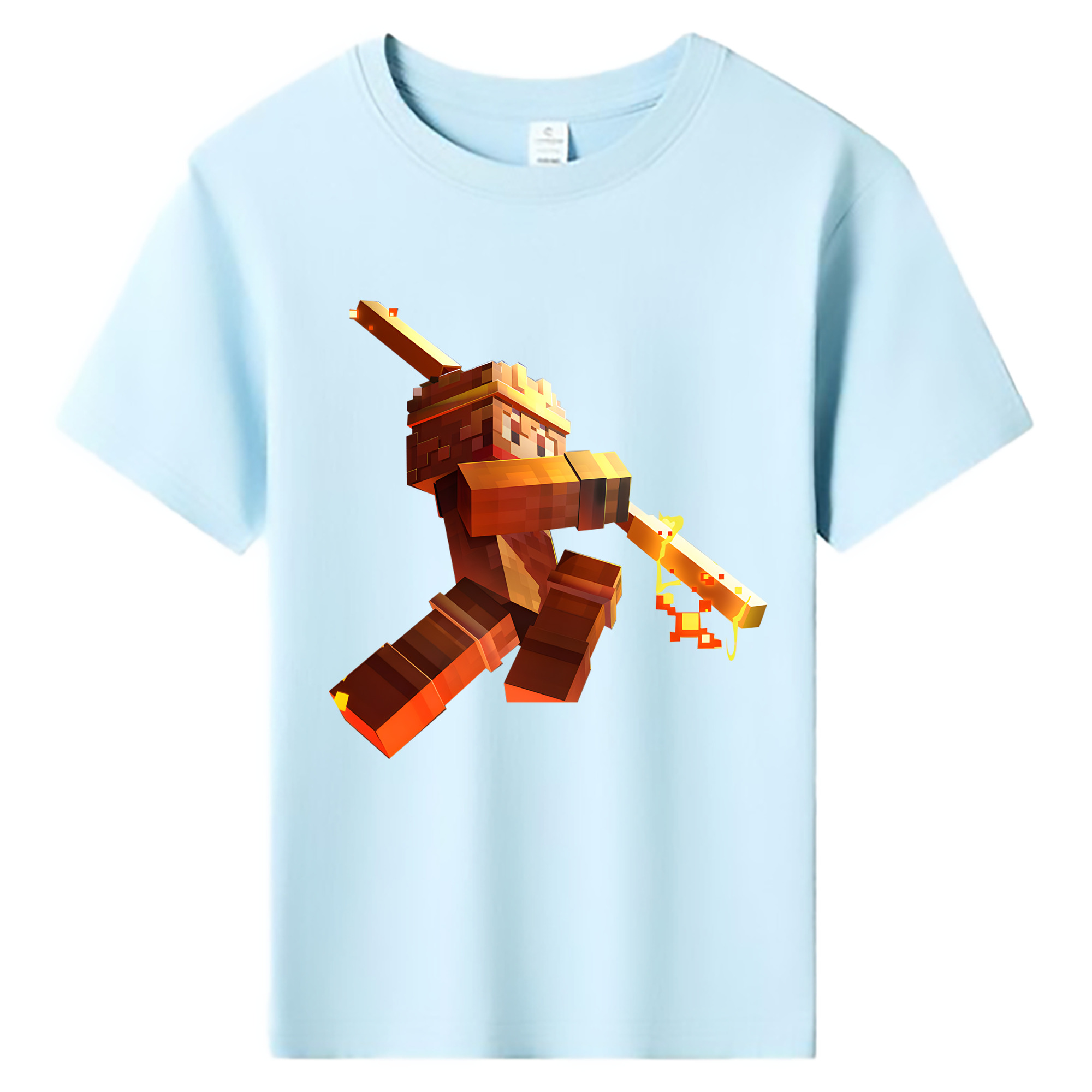 （画像用） マインクラフト ブロックの世界 Minecraft MC Block world 綿100％キッズTシャツ（フロントプリント）